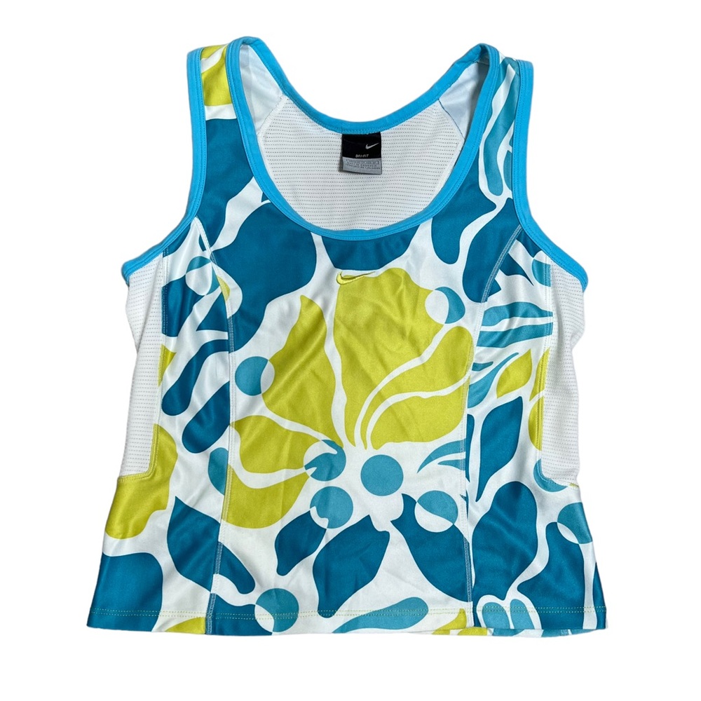 Y2K Nike Dri-Fit Floral Active Tank Island Girl Coconut Girl Tropical Mesh